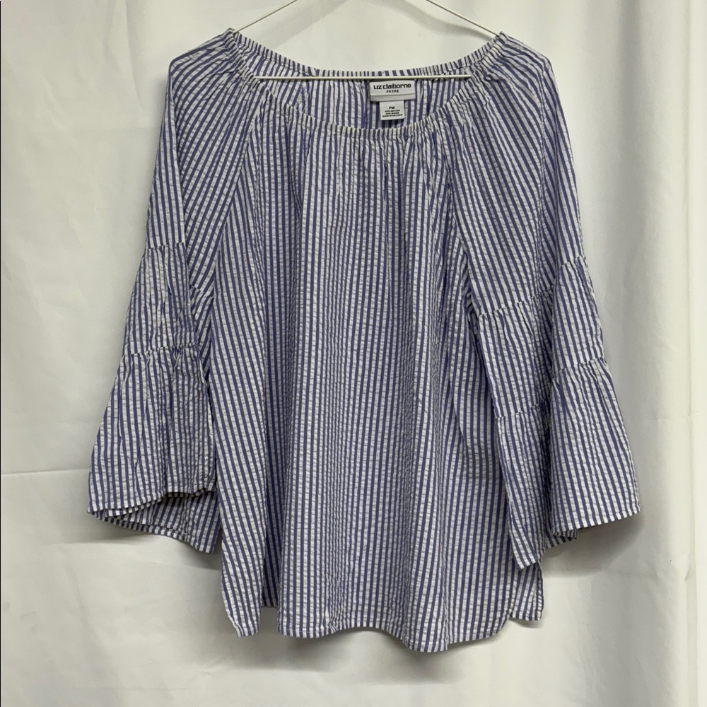Liz Claiborne Purple and White Striped Top sz PM
